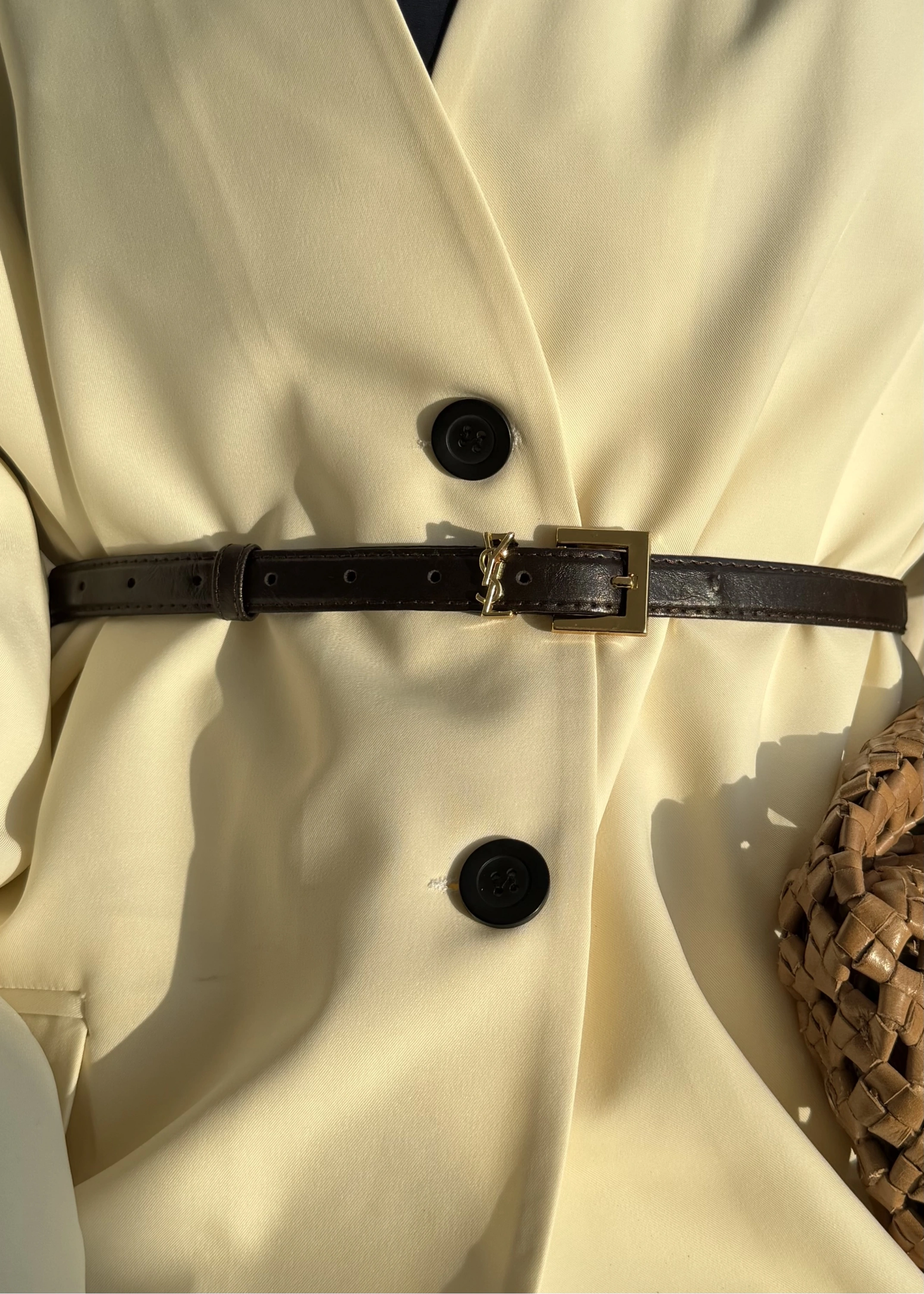 YSL DERİ KEMER kahve