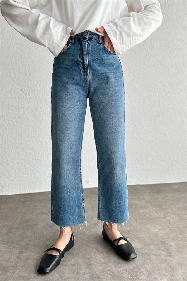 Zara model yüksek bel Straight ARA mavi Jean