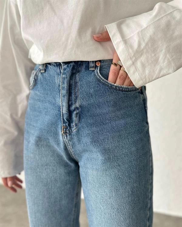 Zara model yüksek bel Straight ARA mavi Jean