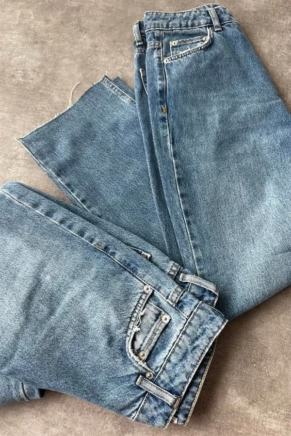 Zara model yüksek bel Straight ARA mavi Jean