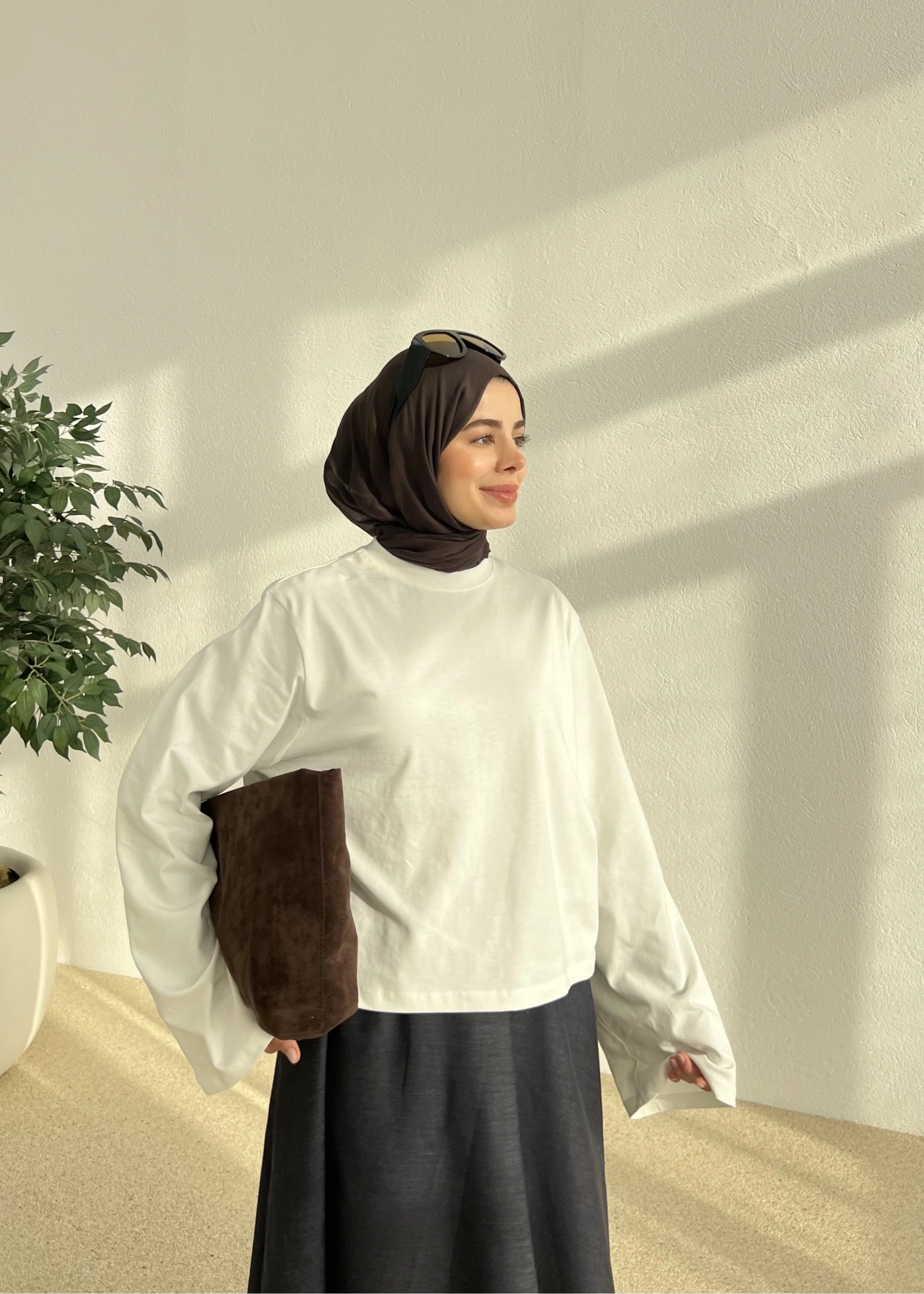 ZR BASİC KALIN UZUN KOLLU TİŞÖRT BEYAZ