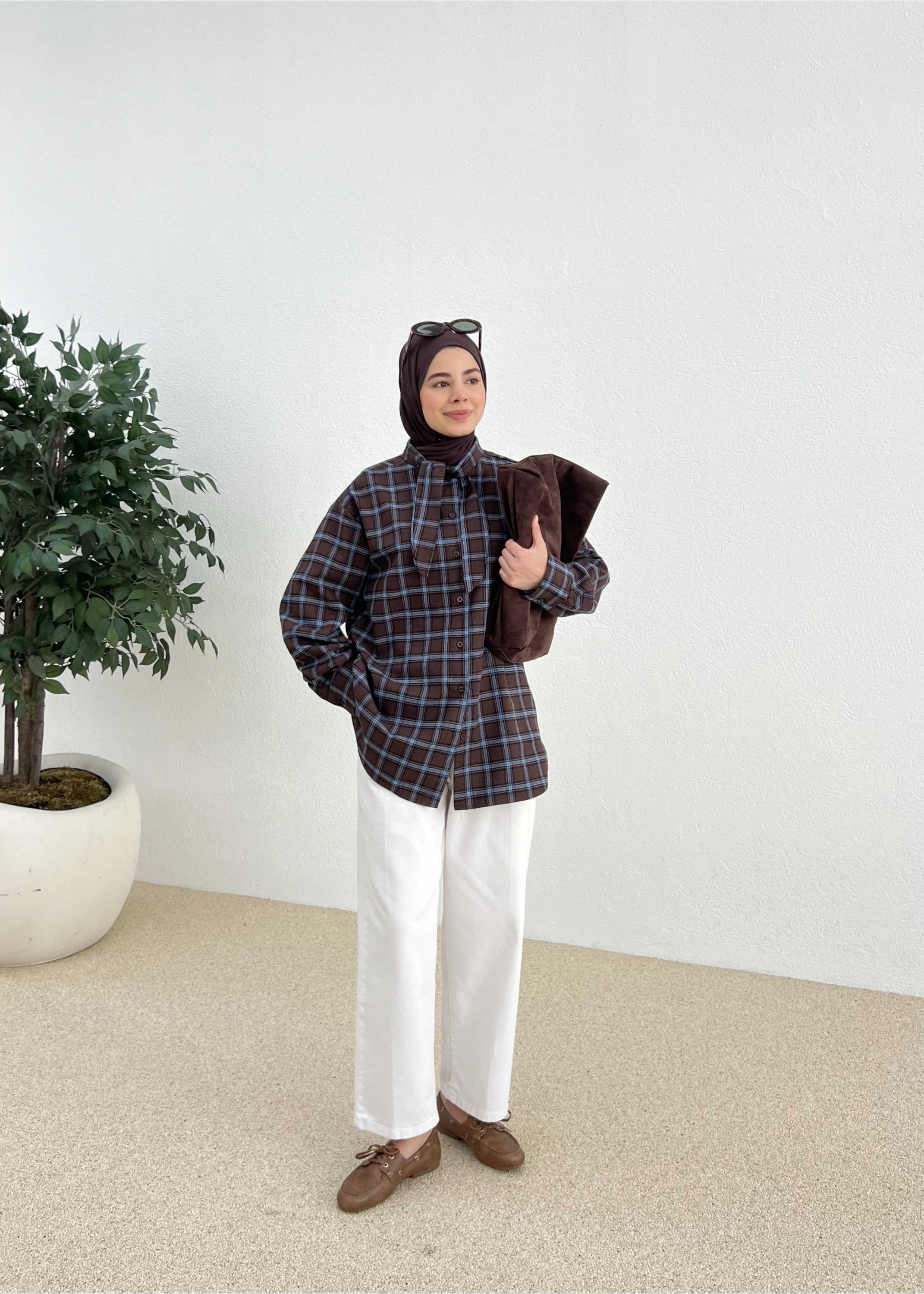 ZR BOYUNDAN BAĞLAMALI GÖMLEK mavi geçişli