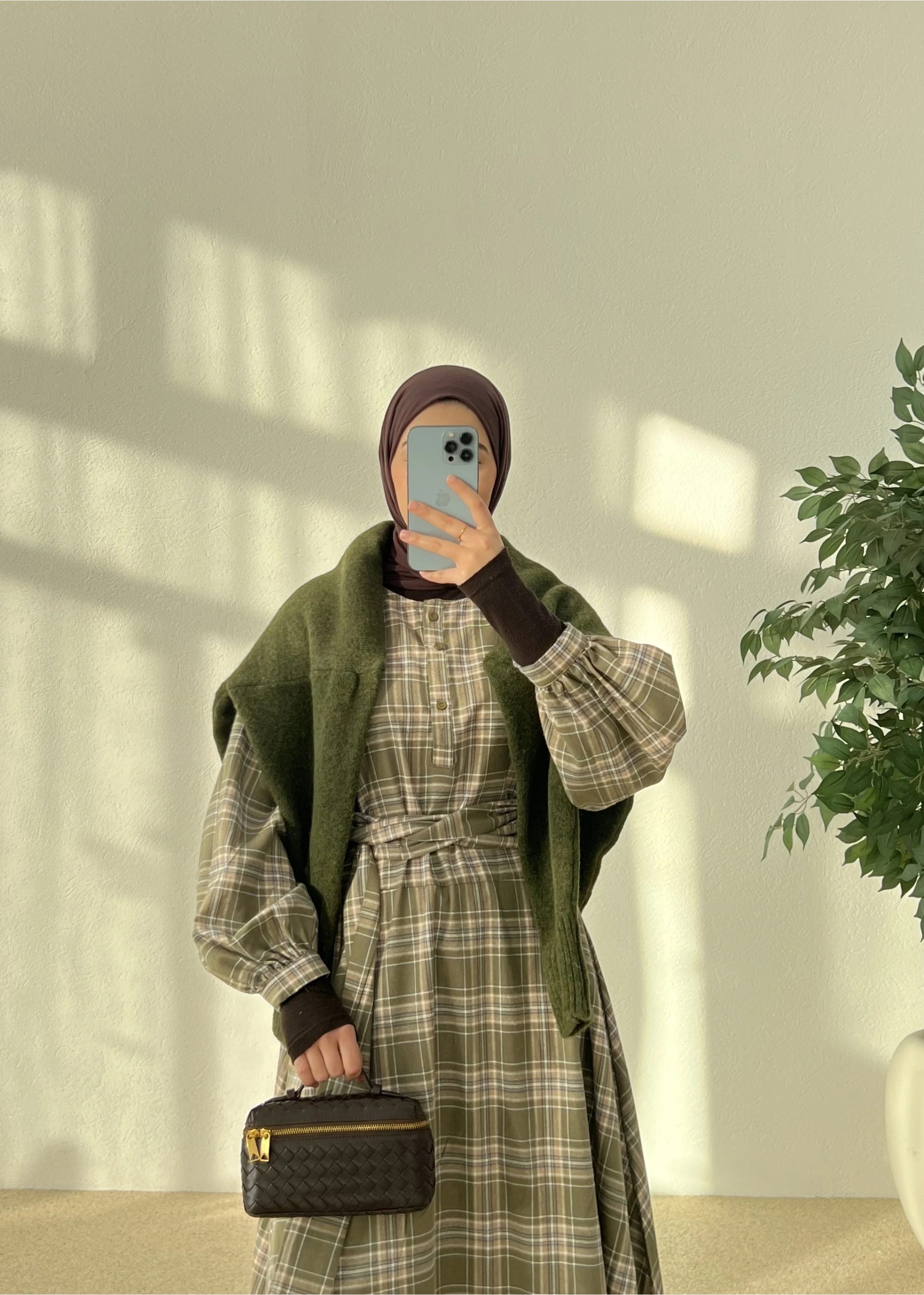 ZR KARELİ GÖMLEK ELBİSE AÇIK YEŞİL