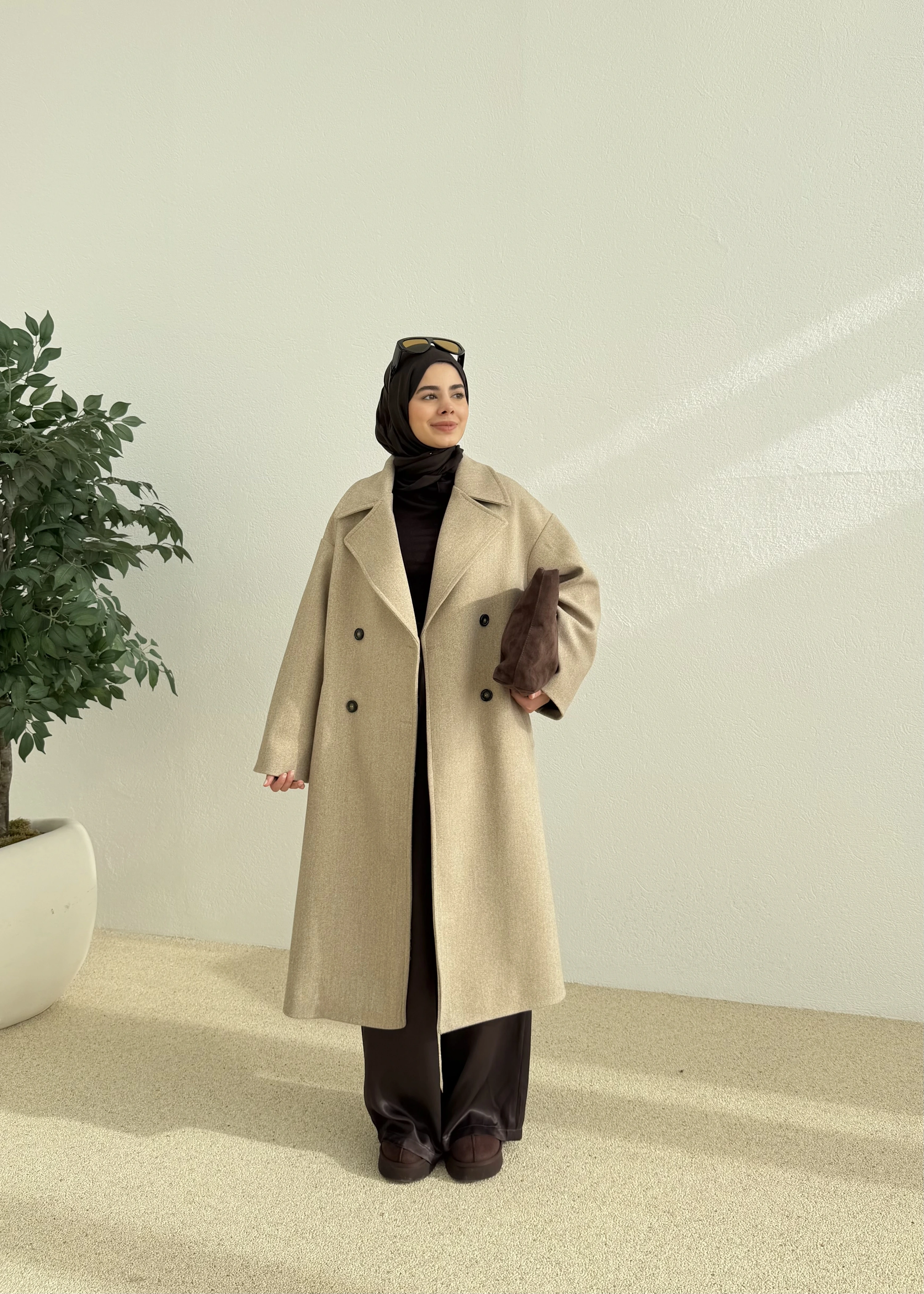 ZR MUADİLİ OVERSİZE ASTARLI KABAN bej