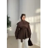 7623 DİK YAKA GENİŞ OMUZ TRENÇ KAHVE
