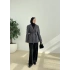 KIRÇILI KEMERLİ KAŞE CEKET ANTRASİT
