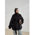 KUŞAKLI DİK YAKA KABAN siyah
