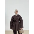 V YAKA kuşaklı İTHAL KABAN kahve