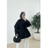 V YAKA kuşaklı İTHAL KABAN siyah