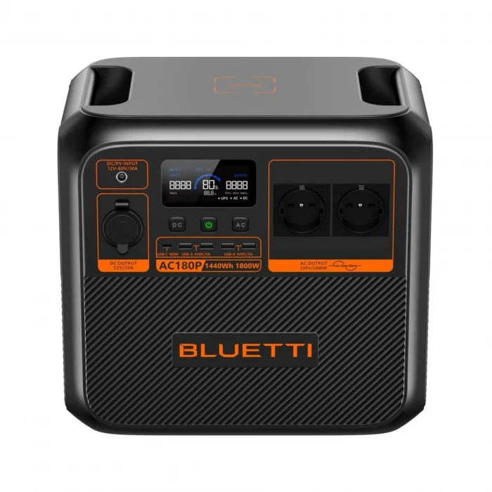 Bluetti AC180P 1440Wh + Bluetti 200W Solar Panel UPS Taşınabilir Güç Kaynağı