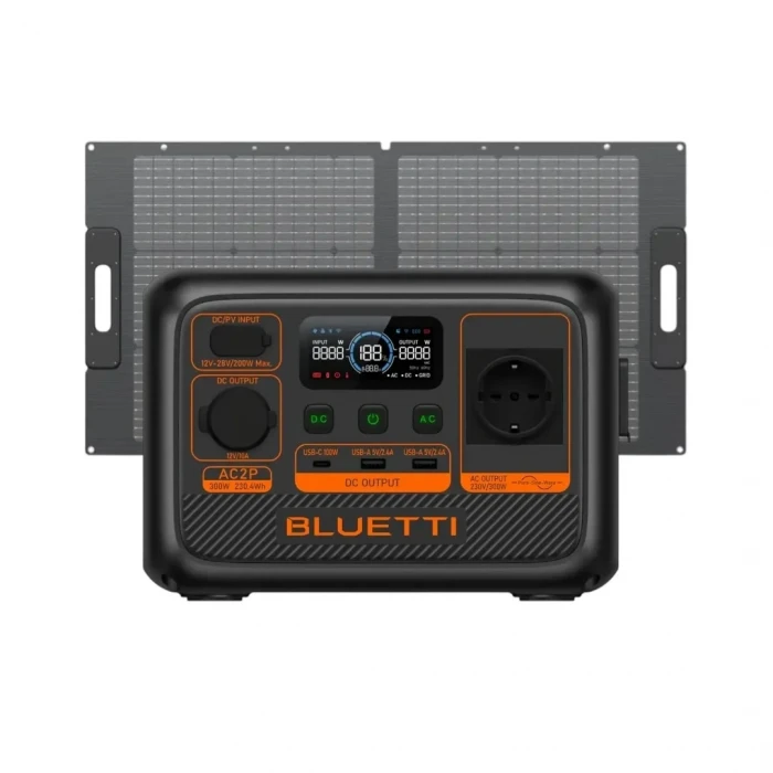Bluetti AC2P 230.4Wh + Bluetti 100W Güneş Paneli Taşınabilir Güç Kaynağı