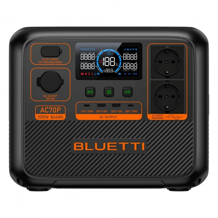 Bluetti AC70P UPS 864Wh + Bluetti 200W Solar Panel UPS Taşınabilir Güç Kaynağı