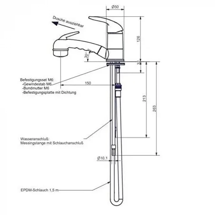 Comet Roma Sıcak/Soğuk Spiral Duş Başlıklı Karavan Musluğu