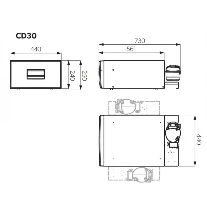 Dometic CD30 31Lt 12V/24V Çekmece Tipi Marin/Karavan Buzdolabı ( Siyah )