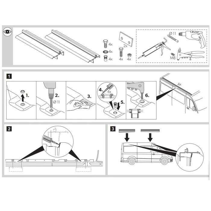 Dometic Pr2000 VW Crafter 2017- Sonrası Tente Montaj Braketi