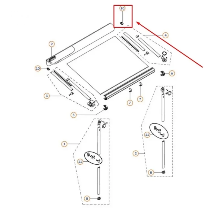 Dometic Revozip 200-450 arası No.10 Tente Destek kolu Yedek Parçası