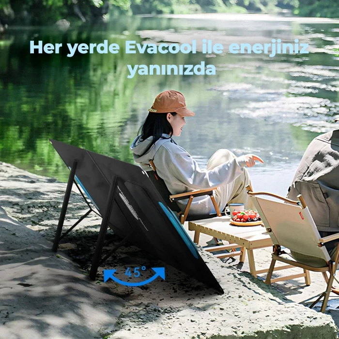 EvaCool 100W Type-C, USB Çıkışlı Katlanabilir Portatif Güneş Paneli