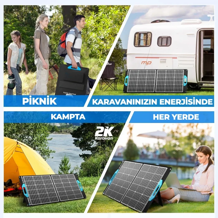 EvaCool 100W Type-C, USB Çıkışlı Katlanabilir Portatif Güneş Paneli