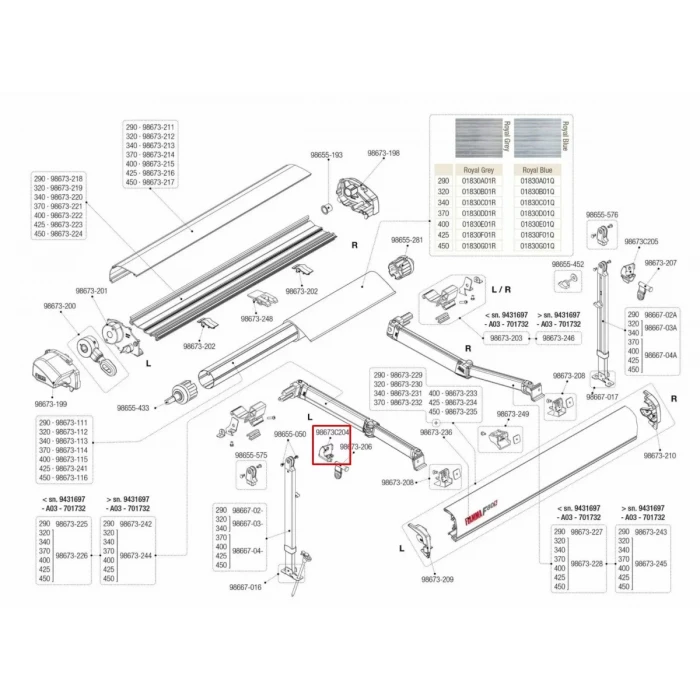 Fiamma 98673A204 F80 Sol Tente Yedek Parça Destek Ayağı bağlantı Noktası