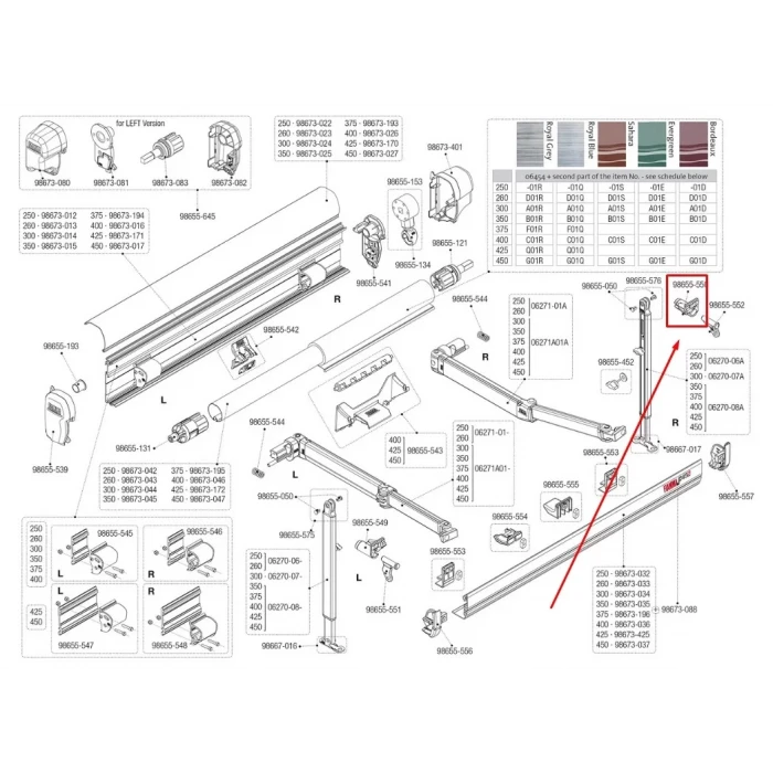 Fiamma F45s Sağ Ayak Döner/Mafsal Braketi Yedek Parça