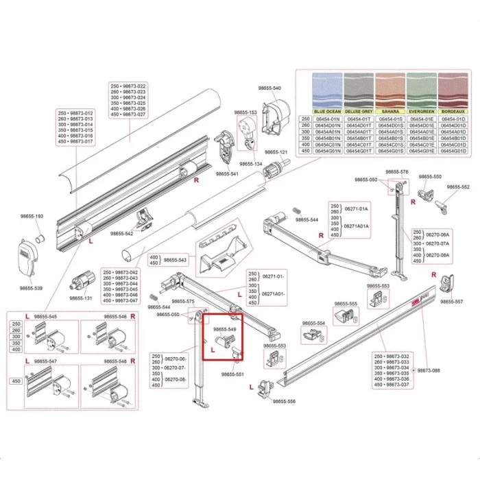 Fiamma F45s Sol Ayak Döner/Mafsal Braketi Yedek Parça