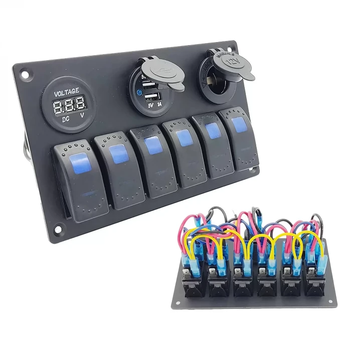 Karavan ve Tekne için Su Geçirmez 6lı Kontrol Paneli