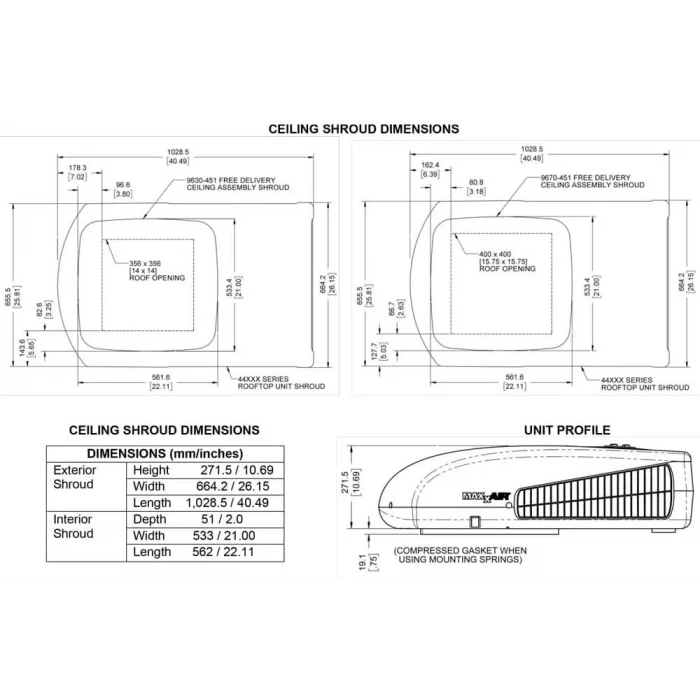 Maxxair Mach 220v 2.4KW 8000BTU Sıcak/Soğuk Tavan Karavan Kliması