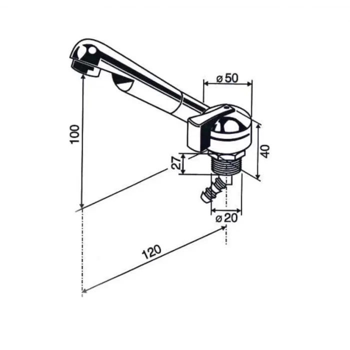 Reich 300/171-1 Öne Eğilebilir Siyah-Krom Mono 12V Soğuk Musluk
