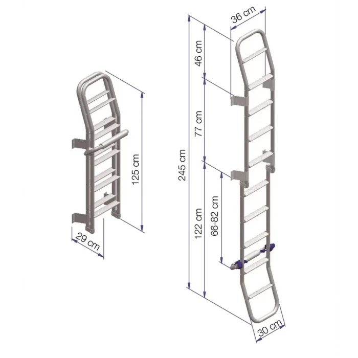 Thule 10 Basamaklı Katlanır Çift Merdiven Motokaravan Raylı