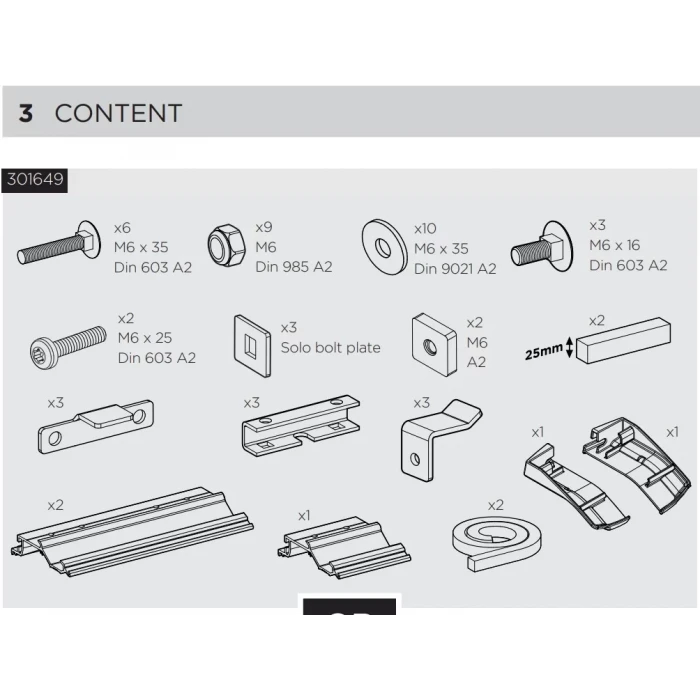Thule 6300 L2H2 Ducato Jumper Boxer 2007 ve sonrası Tente Montaj Braket Seti
