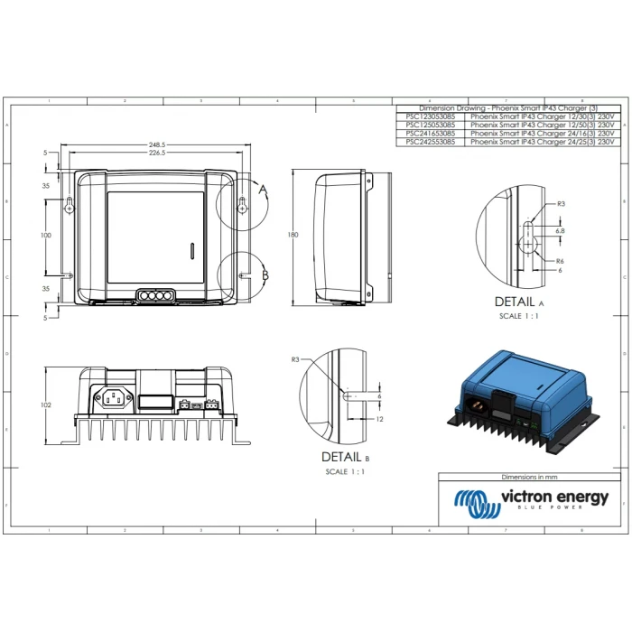 Victron Phoenix Smart IP43 24/16 (3) 230V 24V 16 Amper 3 Çıkışlı Akü Şarj Cihazı