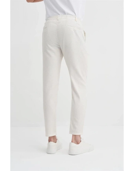 0035 Keten Erkek Jogger Pantolon Ekru