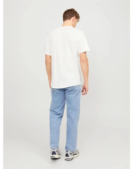 12182498 Yırtık Yaka  Oval Kesim Erkek Tshirt Beyaz