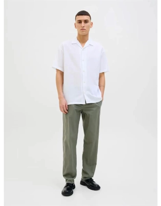 12248606 Relaxed Fıt Beli Lastikli Keten Jogger Erkek Pantolon Haki