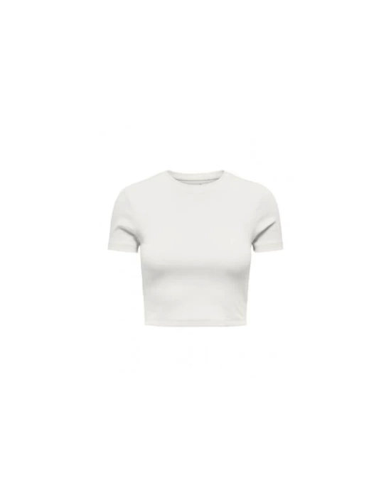 15311891 Likralı Fitilli Crop Kadın T-Shirt Beyaz