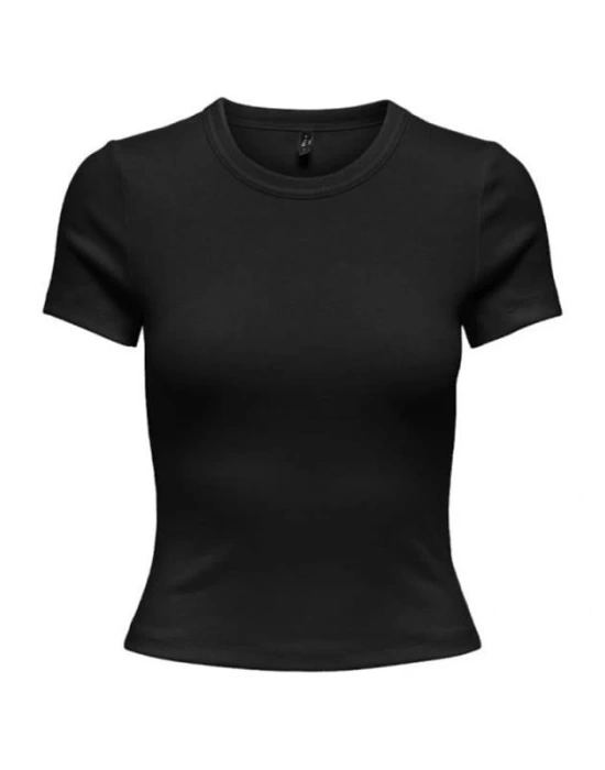 15339774 Likralı Fitilli Slim Fit Kadın T-Shirt Siyah