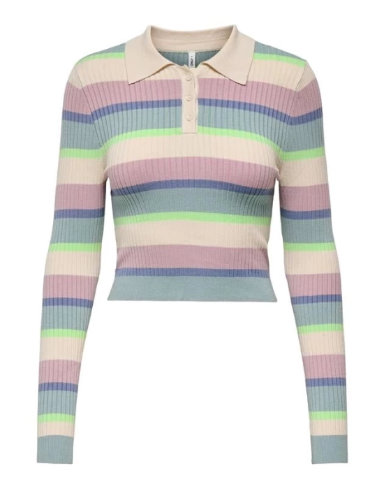 15340979 Polo Yaka Crop Kadın Kazak