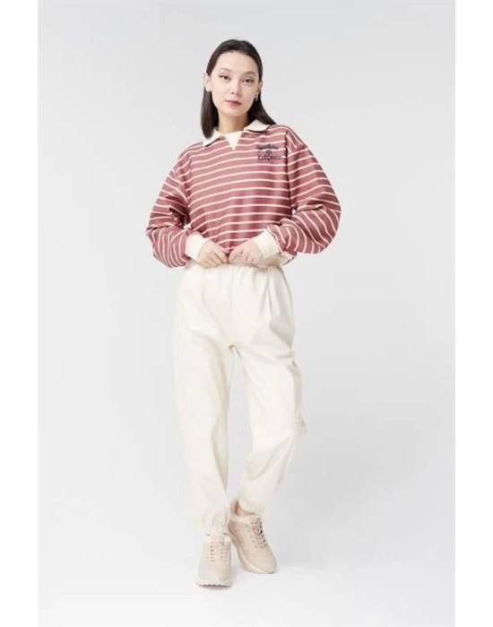 24K17755 Polo Yaka Kadın Sweatshirt