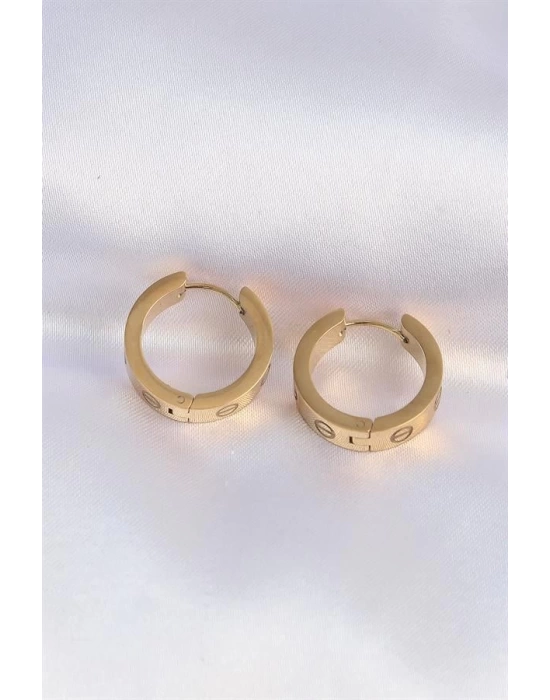 316L Çelik Gold Renk Model Halka Küpe