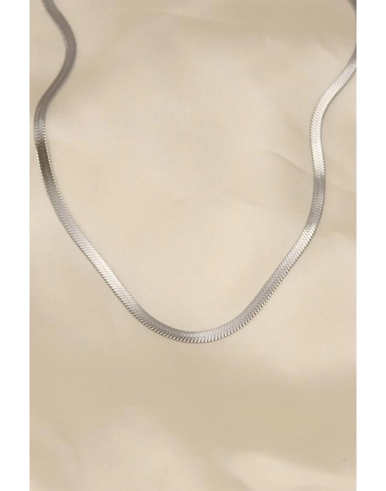 316L Çelik Silver Renk 45 cm İtalyan Zincir Model Kadın Kolye
