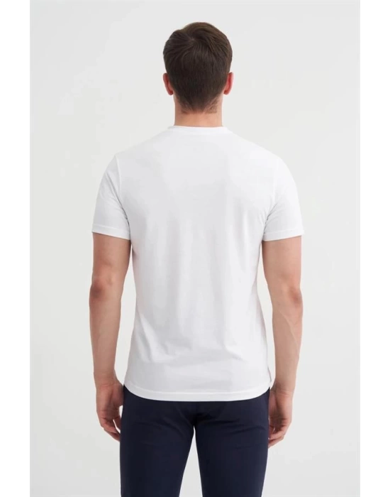 4624 Basıc V Yaka Erkek T-Shirt Beyaz