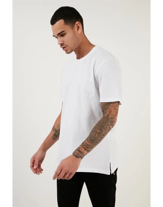 Bisiklet Yaka Relax Fit Erkek T- Shirt Siyah Beyaz