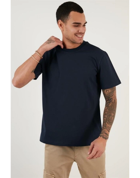 Bisiklet Yaka Relax Fit Erkek T- Shirt Siyah Beyaz