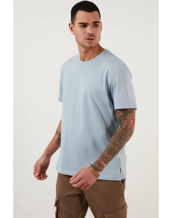 Bisiklet Yaka Relax Fit Erkek T- Shirt Siyah Beyaz