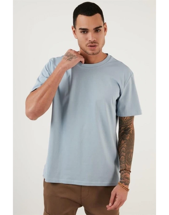 Bisiklet Yaka Relax Fit Erkek T- Shirt Siyah Beyaz