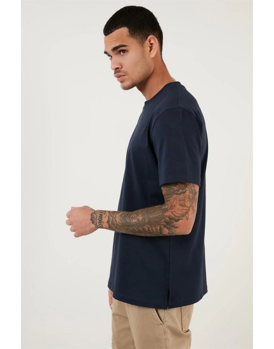 Bisiklet Yaka Relax Fit Erkek T- Shirt Siyah Beyaz
