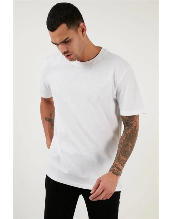 Bisiklet Yaka Relax Fit Erkek T- Shirt Siyah Beyaz
