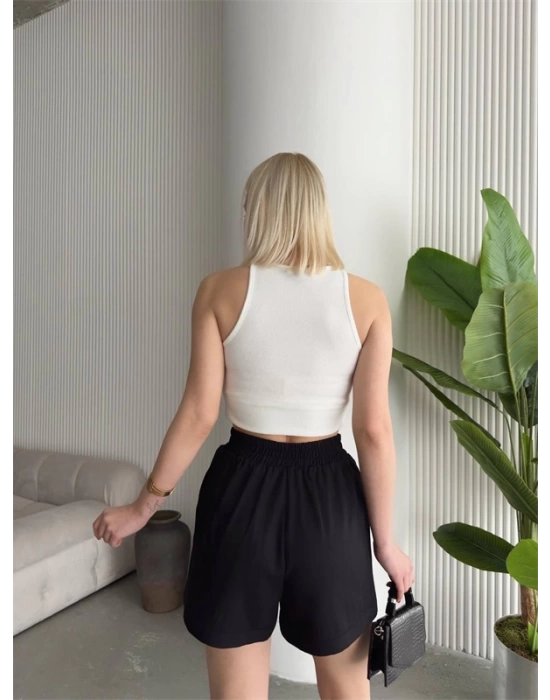Çıtçıtlı gabardin şort