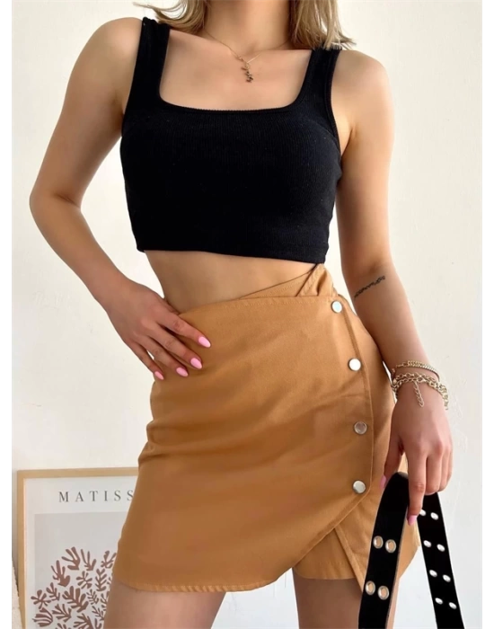 Dört çıtçıtlı Gabardin şort etek s249001