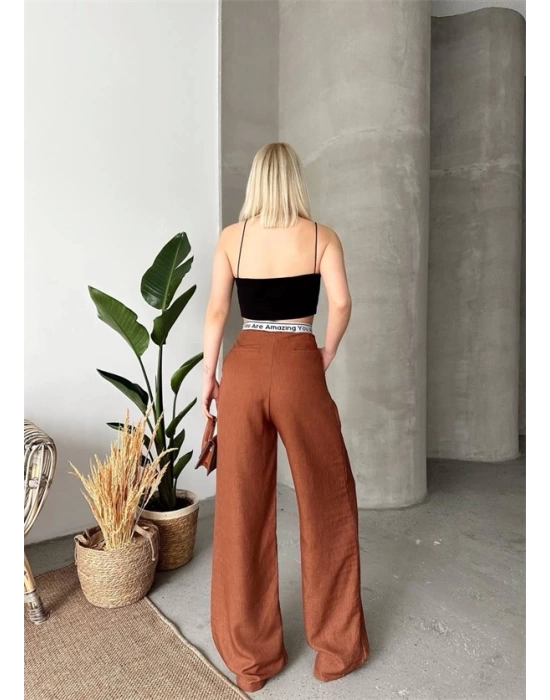 Flamlı kahve pantolon